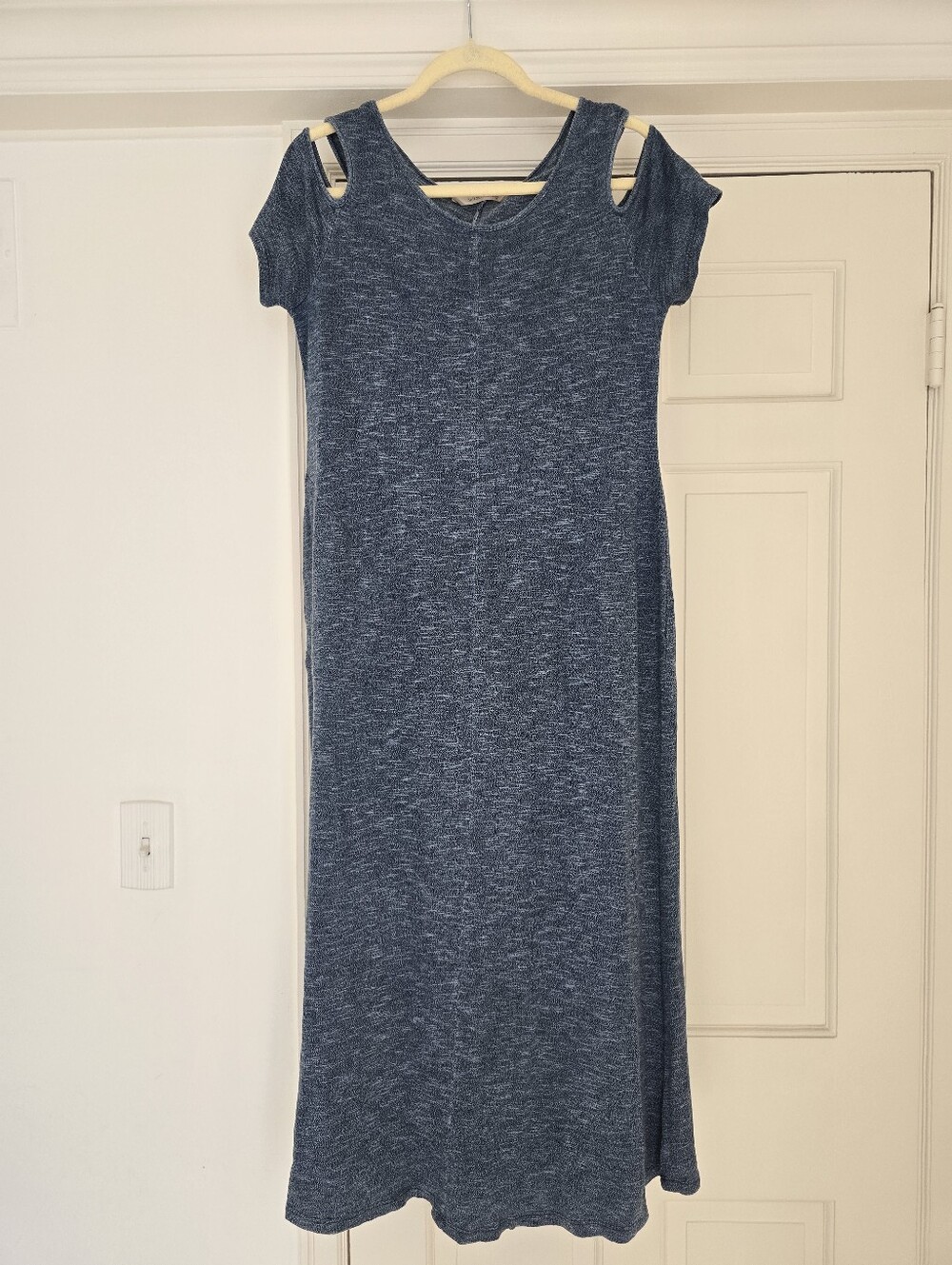 Soft Surroundings Heather Navy Cold-Shoulder Knit Maxi Dress